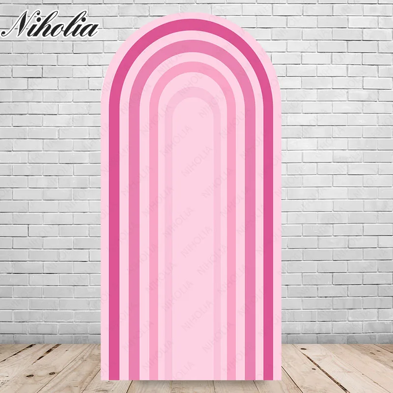 Arch Backdrop Wall Golden Shiny Pink Colorful Birthday Party Background Baby Shower Wedding Decoration Covers Elastic Prop