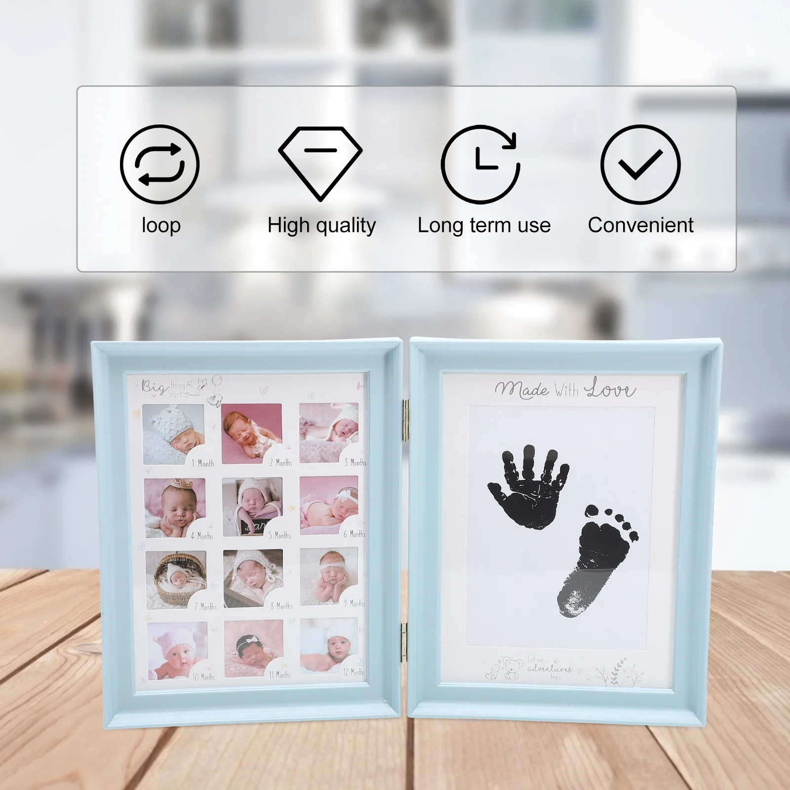 

1 шт., детская фоторамка с отпечатками рук, креативное украшение на память для записи роста младенцев, подарок, держатель для фотографий новорожденного