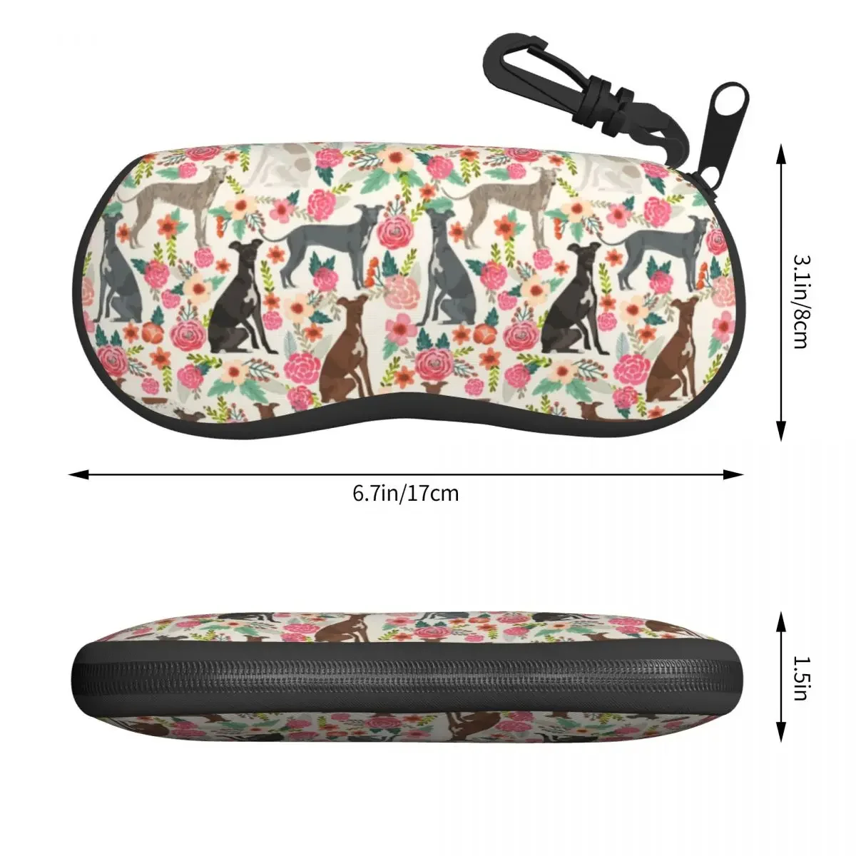 Custom Italian Greyhound Dog Floral Shell Eyeglasses Protector Cases Fashion Sunglass Case Sighthound Whippet Dog Glasses Pouch