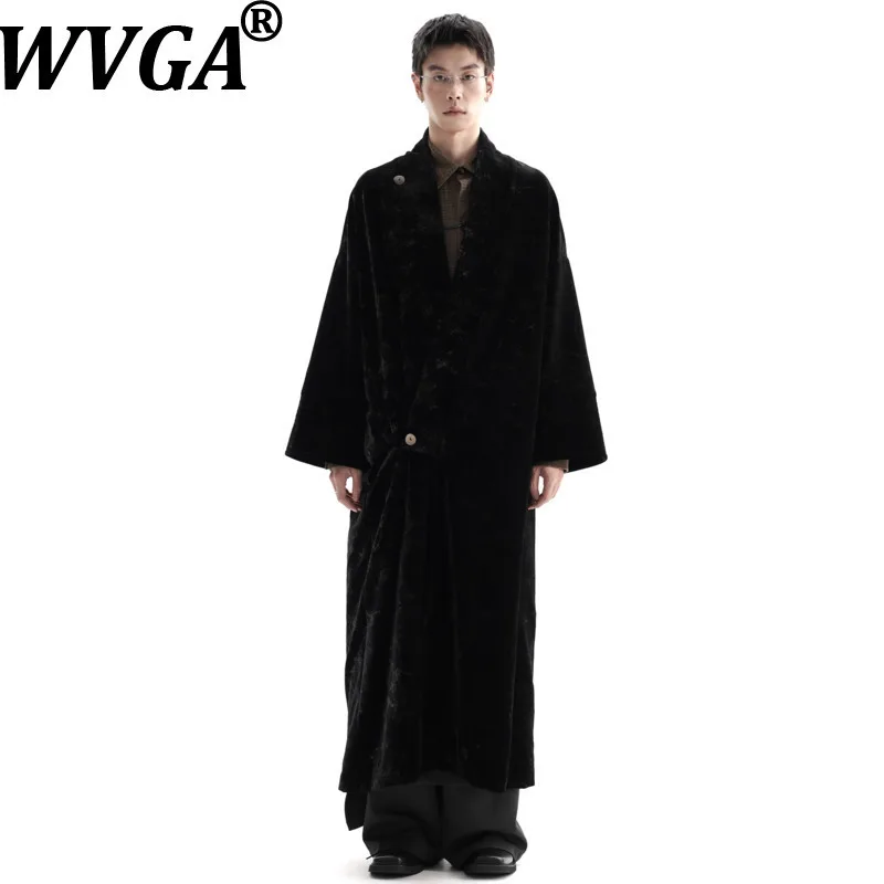

WVGA Autumn Winter New Man Tide Chinese Style Trendy Jackets Niche Chic Casual Long Sleeve Over-The-Knee Coats Streetwear W14951