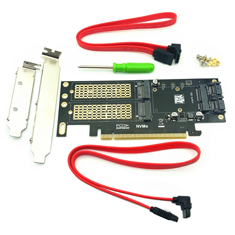 M2 NVMe SSD NGFFไปยังPCIE 3.0 X16อะแดปเตอร์M B MSATA PCI Express 3.0 M.2 NVME SSD M2 SATA SSD MSATA 3 In 1 Converter Riser