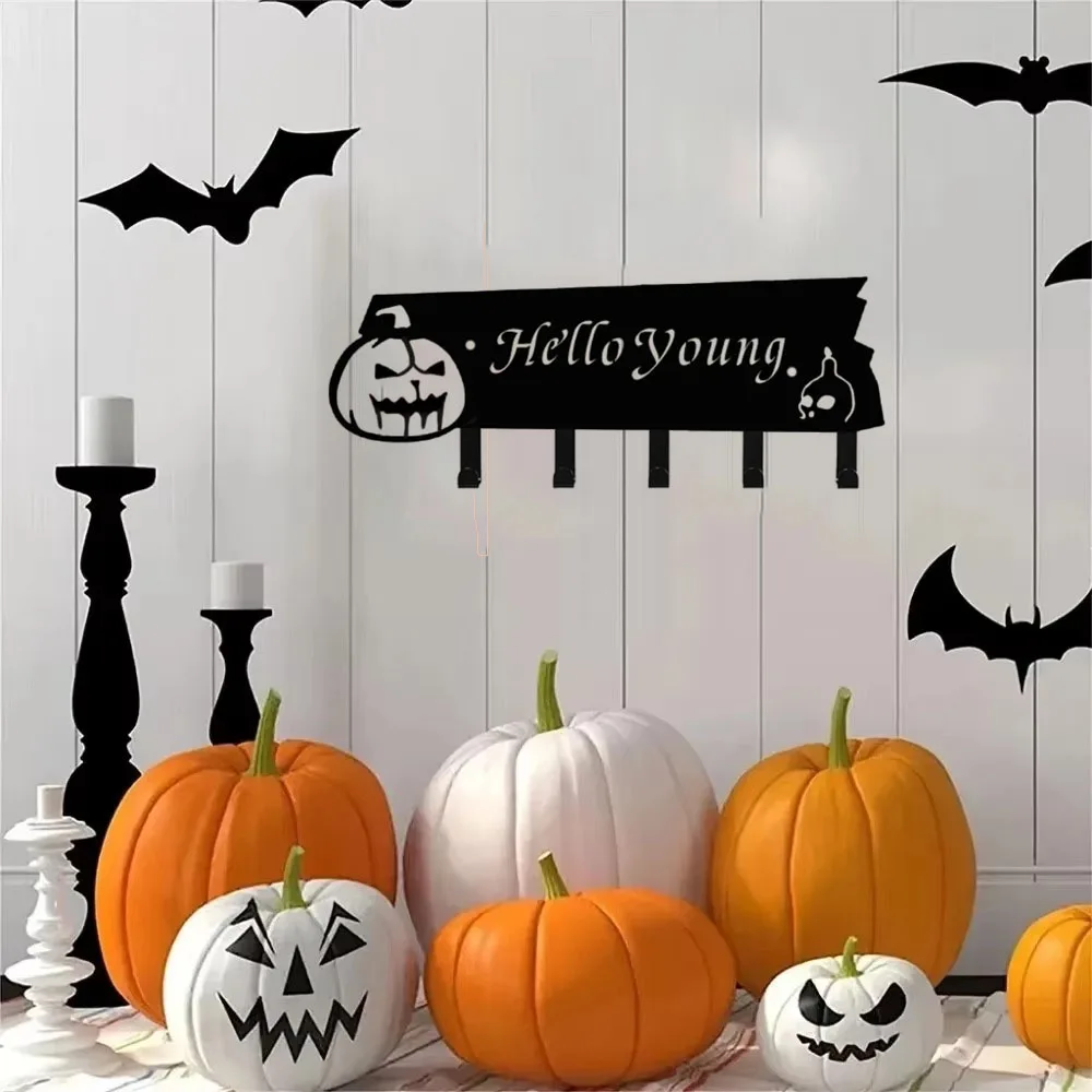 Enchanting 1pc Eerie Metal Decorative Hook: A Magical Compact Storage Rack with Sinister Halloween Horror Pumpkin Shape