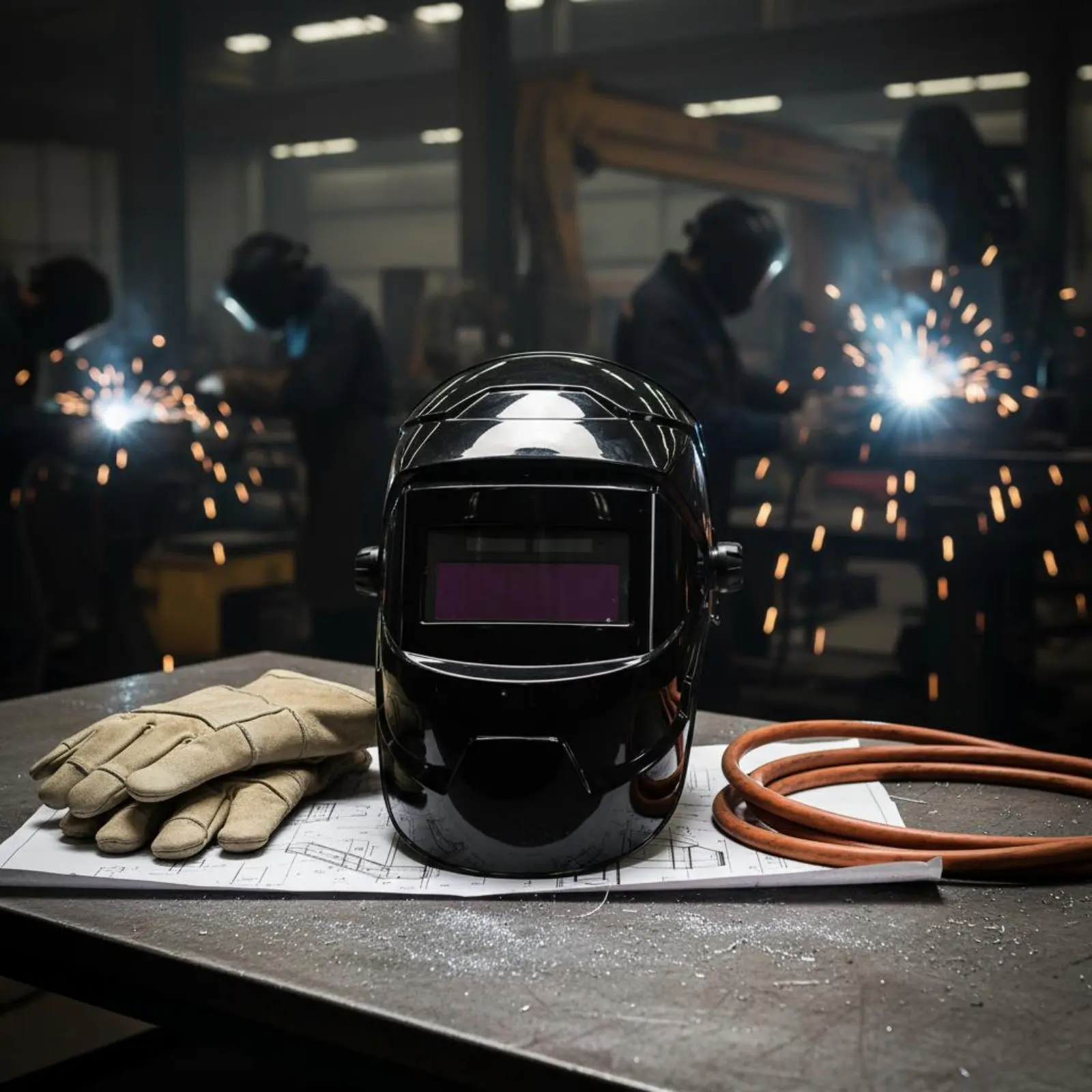 Auto-Darkening Metalworking Helmet Heat Resistant Auto Darkening Metalworking Helmet Safety Gear Extended Back Design 180 Degree