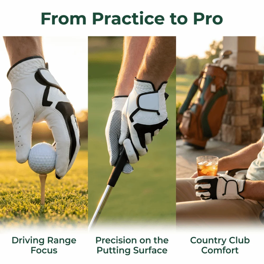 Microfiber Fabric Golf Gloves Breathable Design Silicone Grip Dots Golf Sports Gloves White Wear Resistant Golf Glove