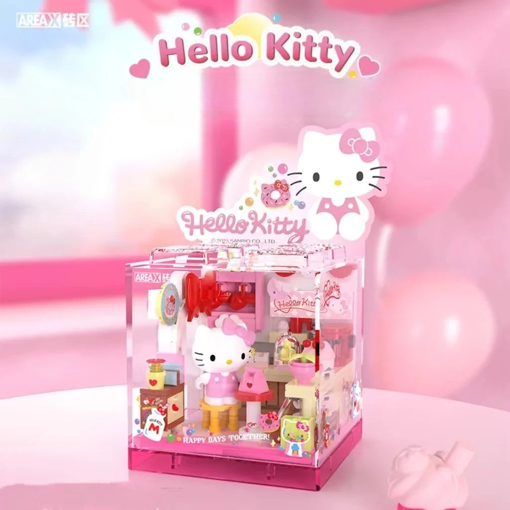 Areax Brick Building Blocks, Sanrio Kitty Doll, Cute Hello Kitty Shop, Cool Lomi, Handmade DIY Assembled Toy Gift