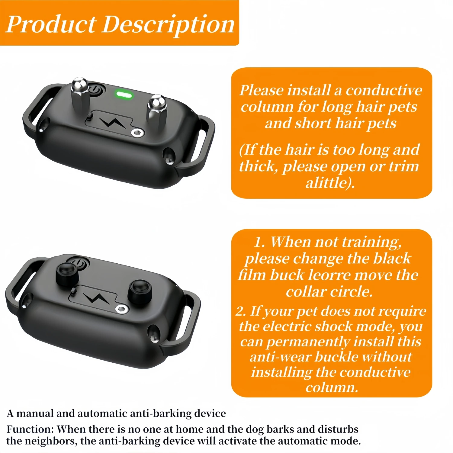 YHLC طوق تدريب الكلاب الكهربائية انفصال النباح قابلة للشحن مكافحة نباح صدمة الاهتزاز طوق لجميع الكلاب الحيوانات الأليفة
