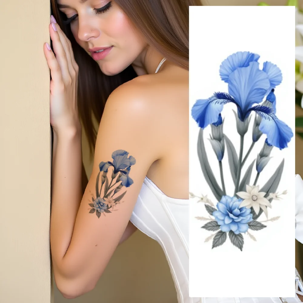 

9pcs Temporary Tattoo Waterproof Long-lasting Body Stickers Temporary Tattoo Floral Patterns Butterfly For Thighs Arms Male