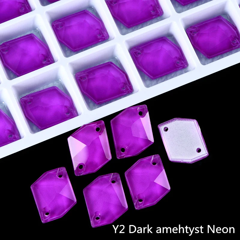 OLeeya K9 Glas Neon Fluoreszierende Kosmische Näh-Strass-Steine mit Kanten und Abschrägungen zum Aufnähen für Kleidung und Accessoires – Detail 2