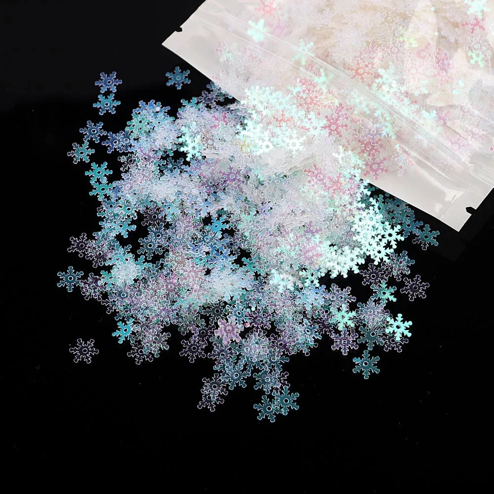 20 Stück glitzernde Weihnachts-Schneeflocken-Pailletten – funkelnde Konfetti für Urlaub, Party, Zuhause, Weihnachtsbaum-Dekoration, Kunsthandwerk