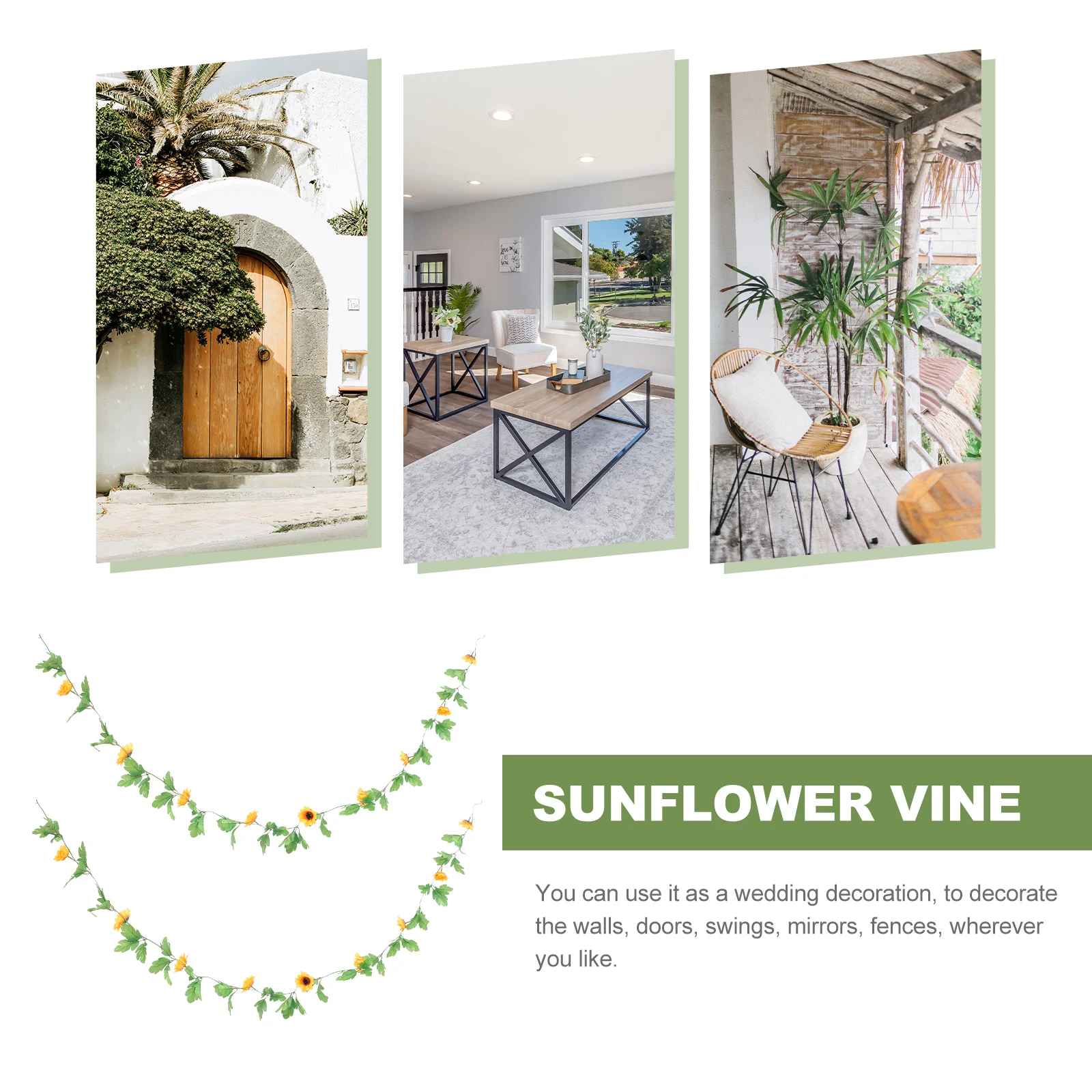 

2Pcs Artificial Sunflower Vine Made of Silk Cloth Long Lasting Fake Flower Garland Wedding Party Decoration Home Wall