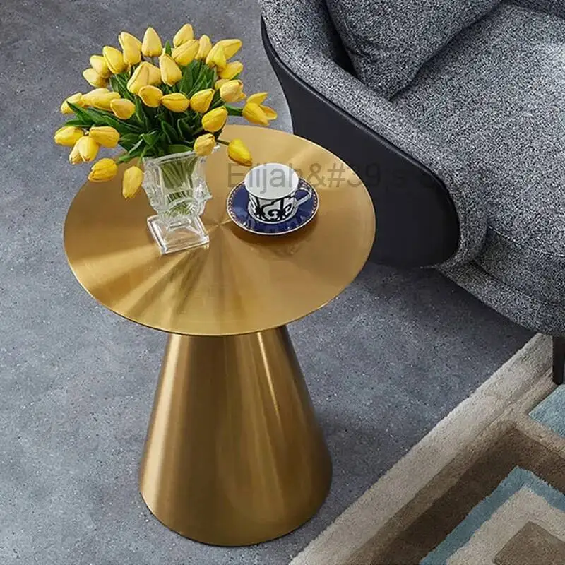 

Круглый журнальный столик из нержавеющей стали класса люкс, простой, современный, маленький, для гостиной, у дивана, угловой, креативный, дизайнерский, мебель HY