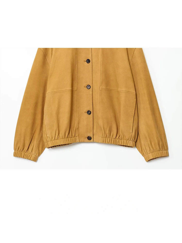 HH Damenmode Einreiher Stehkragen Design Feste Beiläufige Lose Jacke Weibliche Herbst Mäntel Street Style Kurze Mäntel