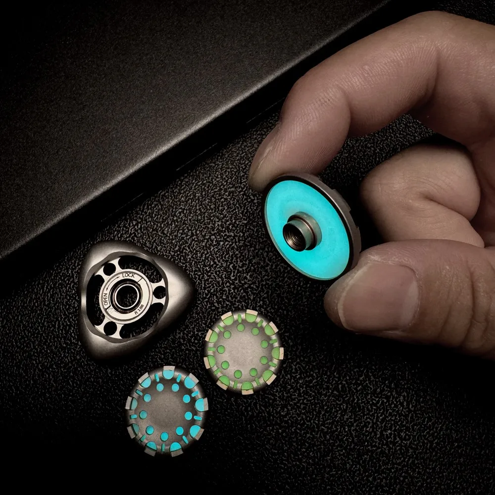 MCZHI EDC Stainless Steel 24.5mm Gyro Lock Luminous Ring Fidget Spinner Metal Fidget Toys For Adults