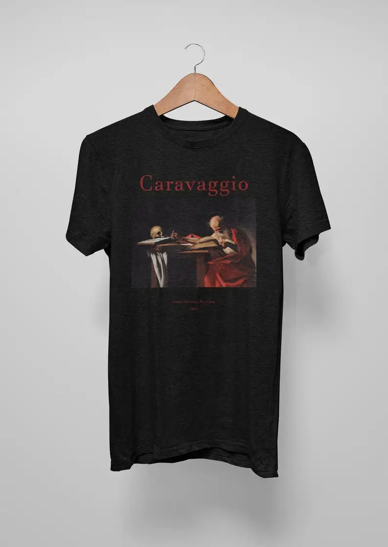 Saint Jerome Writing Caravaggio T shirtPremium QualityBaroqueStrozziCaravaggioCarracciReni