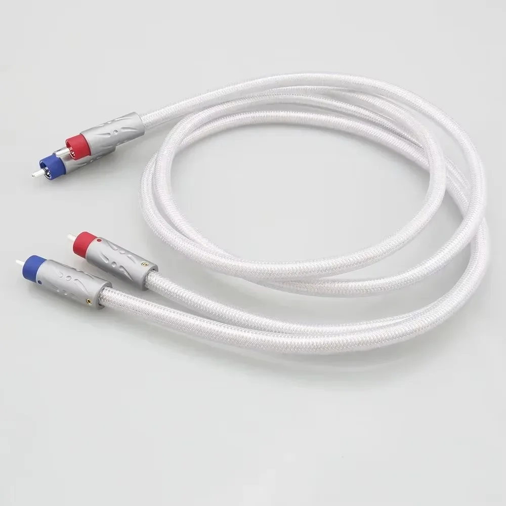 Audiocrast IC102AG 99.998% Pure Silver RCA Cable HiFi Audio Interconnect Solid PSS Pure Silver Core Wire Silver-Plated Plug