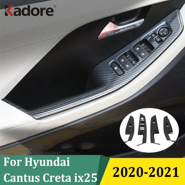 

Для Hyundai Cantus Creta ix25 2020 2021, кнопка переключателя подъема окна автомобиля, накладки на дверной подлокотник, панель, аксессуары