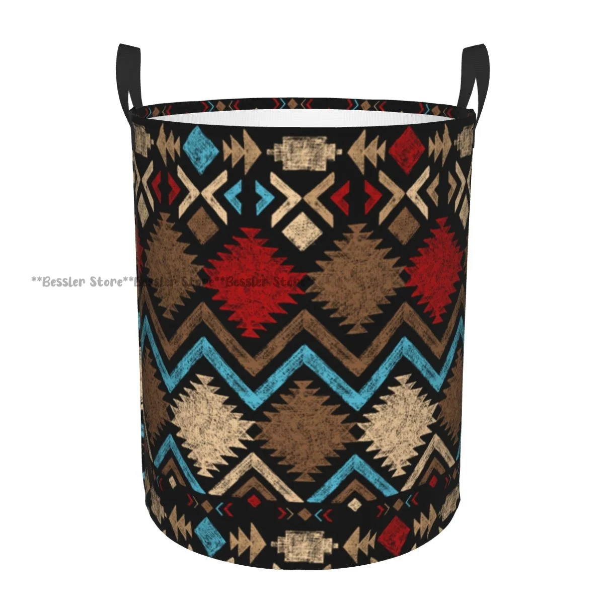 Waterproof Storage Bag Abstract Shapes Latin American Inspired Household Dirty Laundry Basket Folding Bucket Clothes Organizer