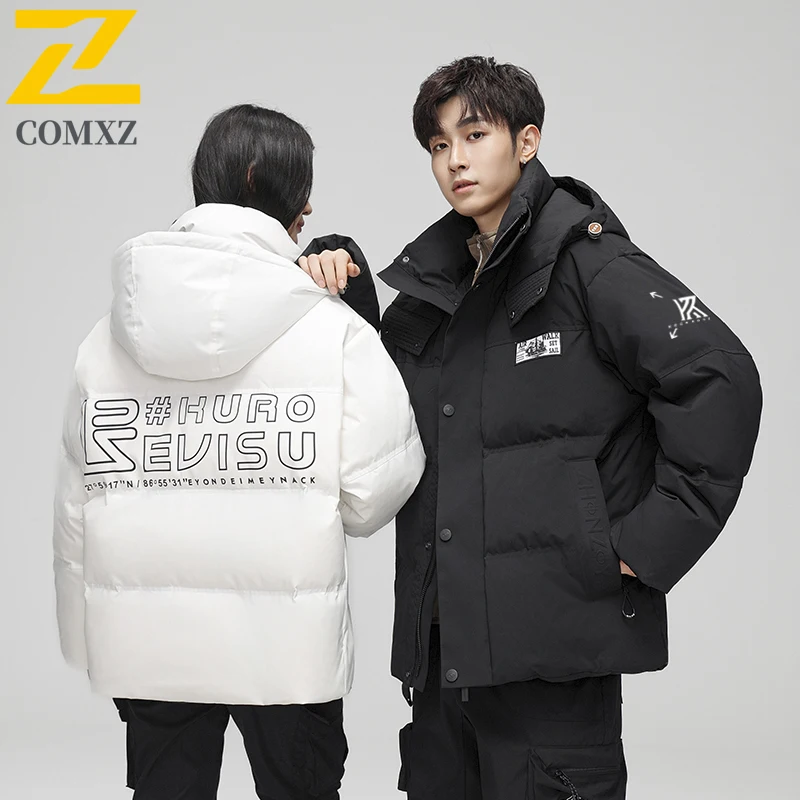 COMXZ Unisex Puffer Jacket Hooded Outdoor Mountaineering Windproof Thickened Parkas Trendy Street Lightweight Winter Puffer Coat