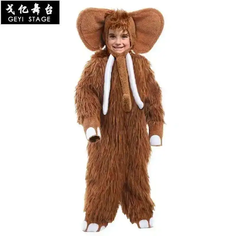 nuovo mammut Costume da bambino Bambini bambini marrone Animale Onesies grande orecchio naso Elefante Costume cosplay Tuta con cappello