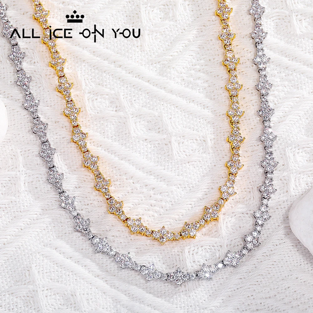 

Alliceonyou New Top Brand Luxury Iced Out Star Gem 7mm Tennis Chain Hip Hop Cuban Link Necklace Jewelry Women Gift