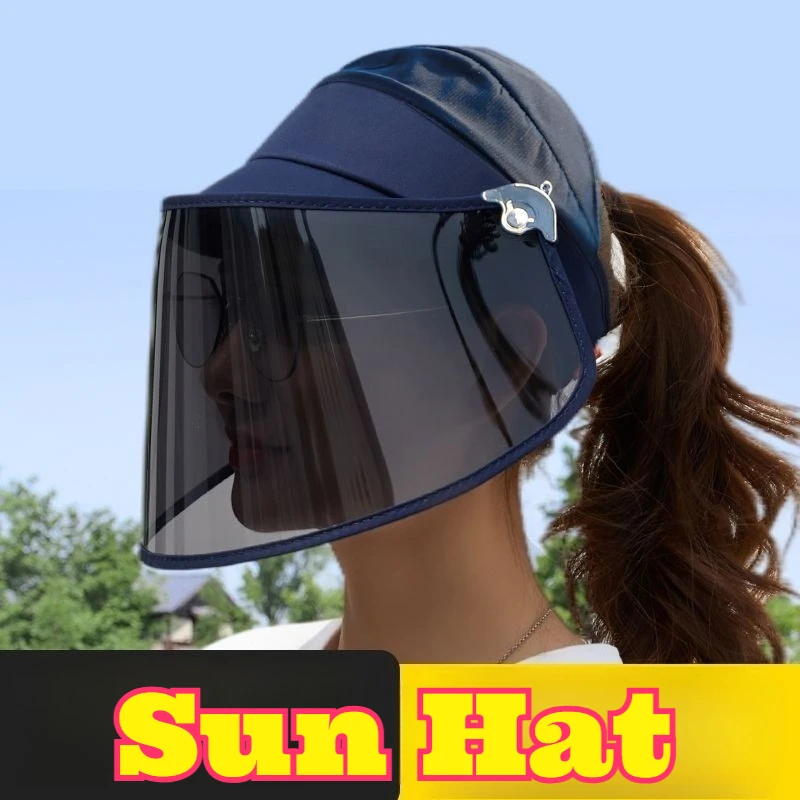 Women Sun Hat Protection Full Face Cover Sun Shade Hat Breathable Face Mask Outdoor Electric Bike Riding Post Surgery Recovery