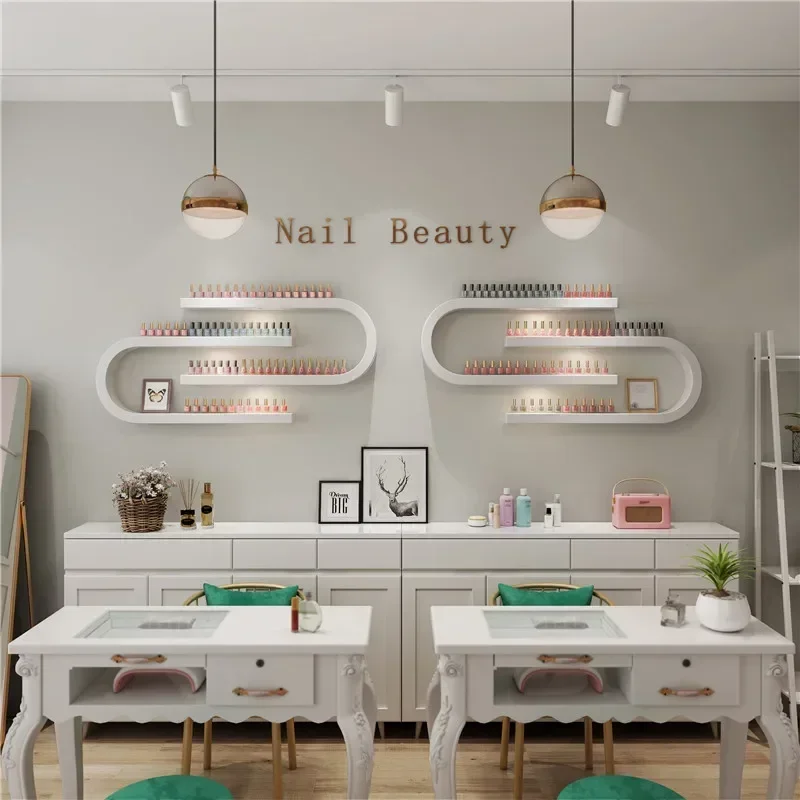 

Iron Nail Polish Display Rack Salon Cosmetics Shelf U-shaped Wall Hanging Plastic Organization Beauty Salon Storage New Arrivals