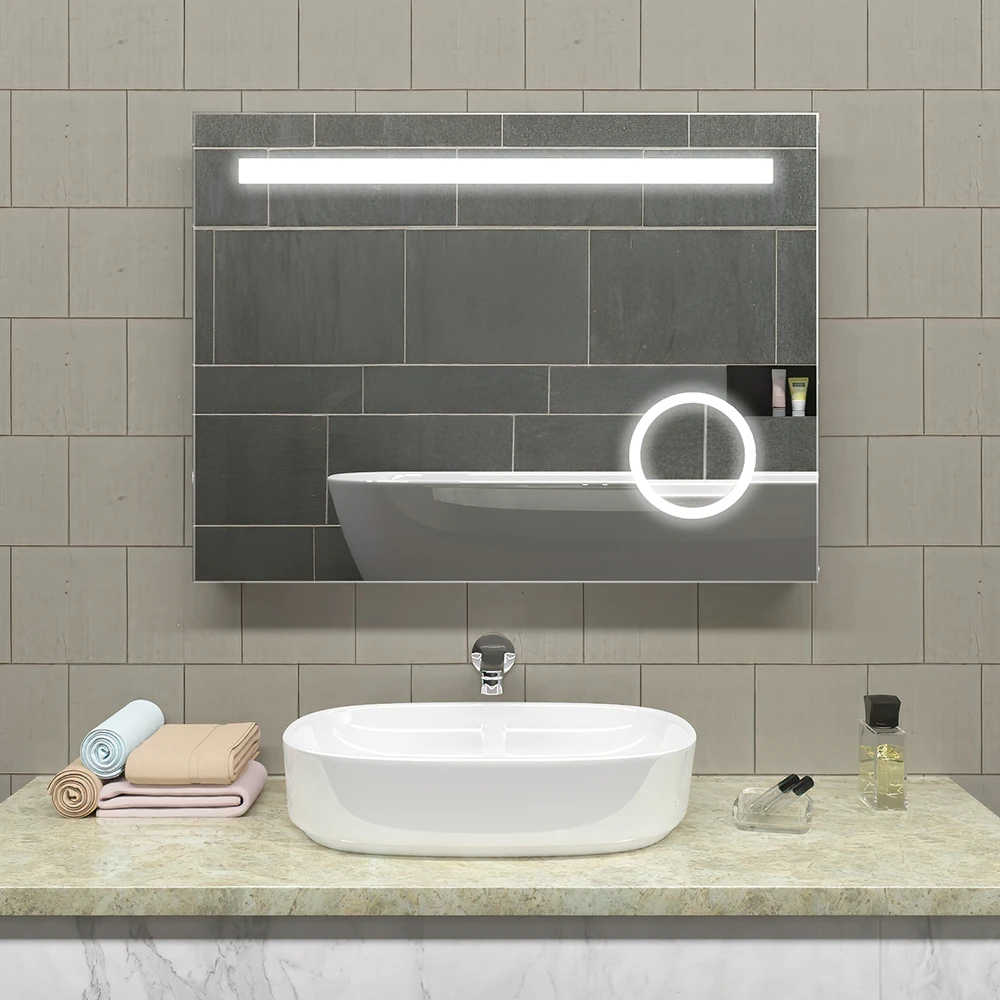 Hotel Bathroom Makeup Led Smart Vanity  Half Moon  Decor Cosmetic Glass Salon Magnifying Bath Mirrors