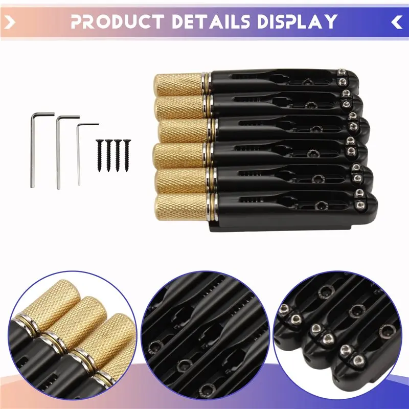 النحاس مقطوعة الرأس الغيتار الجسور الغيتار جسر سلسلة السرج ل 6 سلاسل الغيتار الكهربائي مقطوعة الرأس الغيتار #3