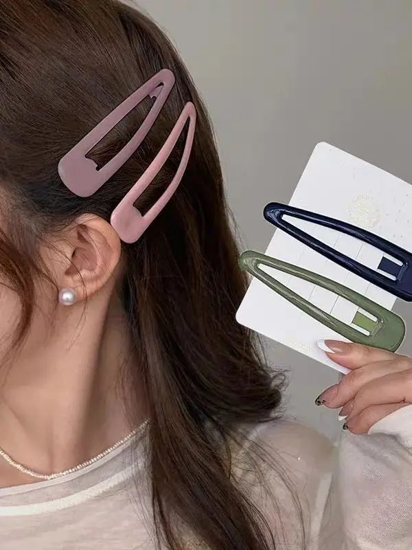 2er-Set bunte, 10 cm große, massive BB-Haarspangen aus hochwertiger Legierung in Unifarben für Mädchen und Frauen – Vintage-Haarspangen und Haar-Accessoires – Detail 1