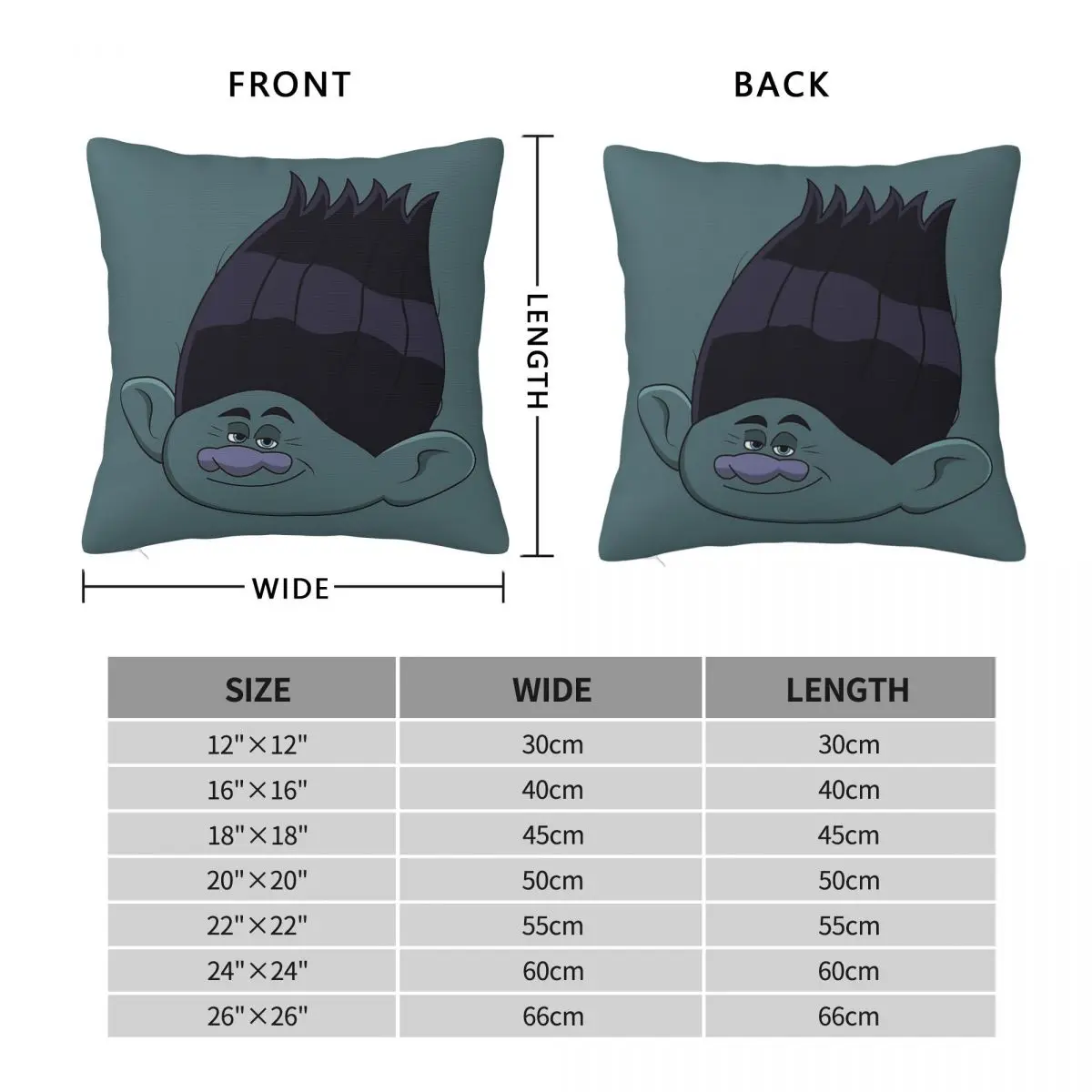 Branch Trolls Pillowcase Polyester Linen Velvet Creative Zip Decorative Pillow Case Home Cushion Cover