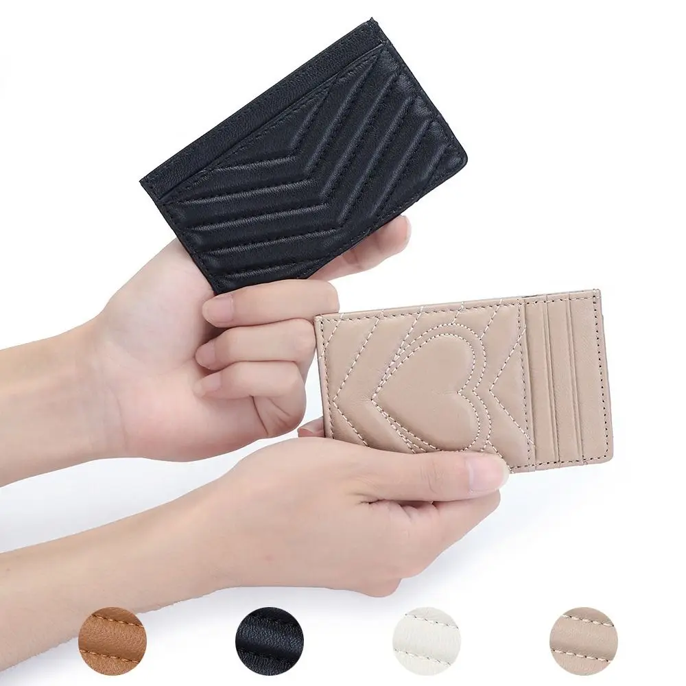 

Cute Heart Pattern Card Holder Portable Thin Card Packs Embroidery One-piece Women's Card Bag ID Card