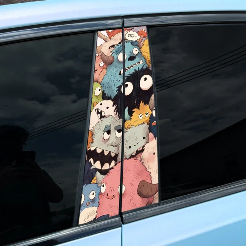 

1/2PCS Cartoon Graffiti Car Stickers DIY Auto Door Pillar for Audi BMW Mercedes Ford VW Toyota Nissan Kia Renault Hyundai Skoda