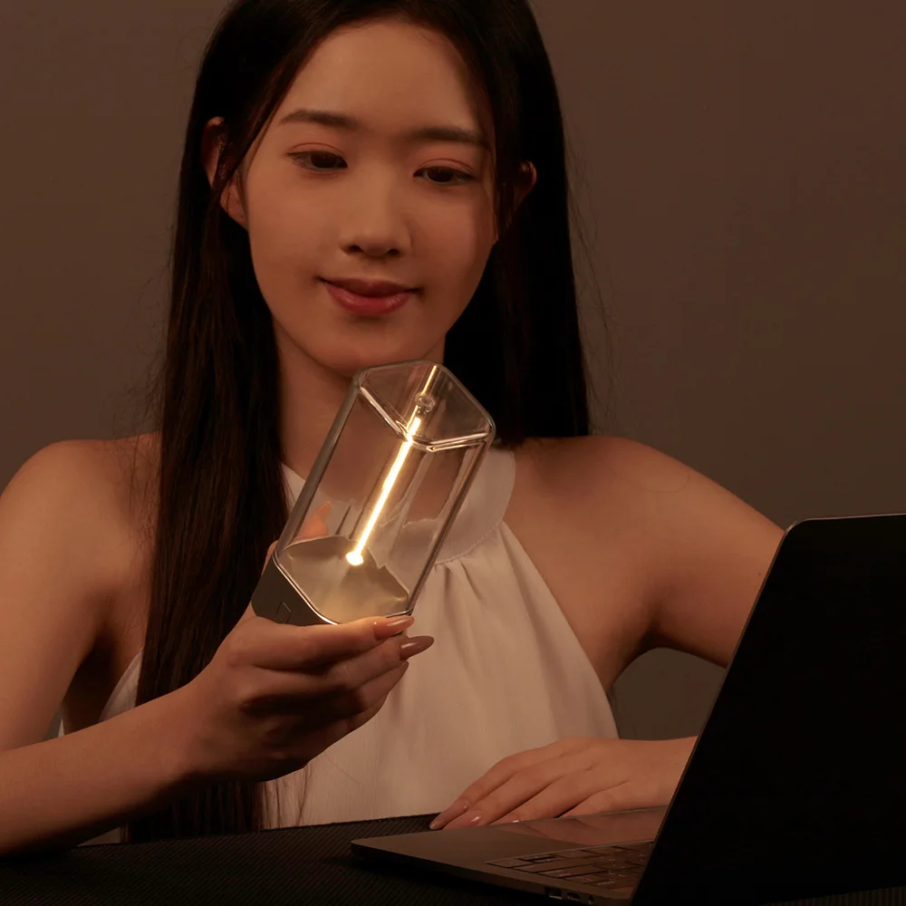 2025 جديد المغناطيسي ضوء الليل المحمولة الكم الجدول مصباح التخييم غرفة نوم السرير التنفس مصباح هدية #3