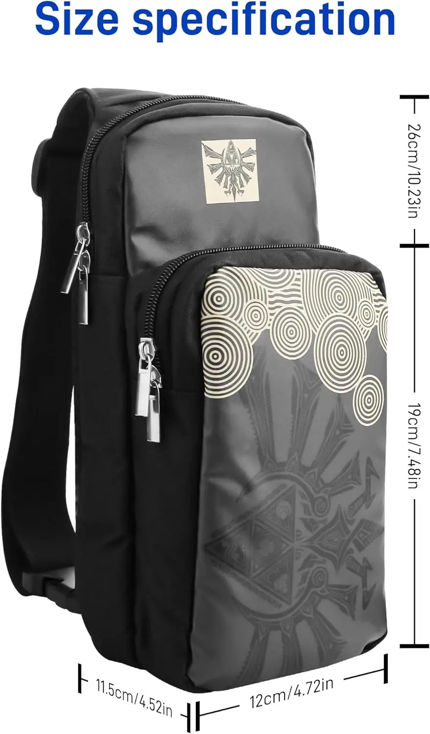 Torba podróżna na Nintendo Switch/Lite/OLED, przenośny plecak typu sling crossbody na konsolę Zelda Black Pockets — zdjęcie produktu 3
