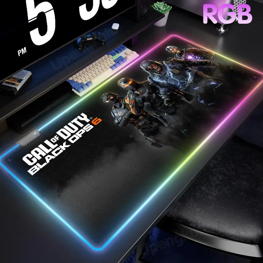 C_call of D_duty B_black O_ops 6 Mouse Pad Desk Mat Anime RGB Mouse Gaming Desk Accessories Pad LED Large Gamer Speed Mousepad G