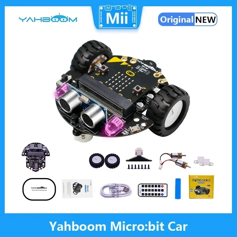 Yahboom Robot Programmable Robotic kit based on BBC Microbit V2 and V1 for STEM Coding Education with Chargeable Battery