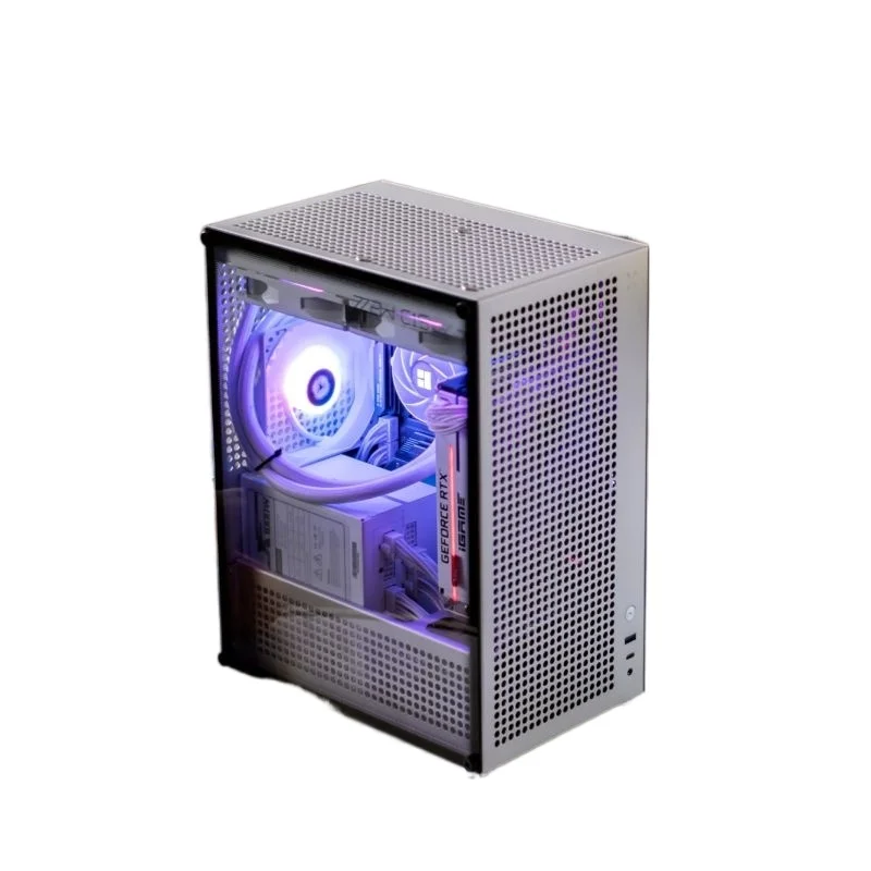 C1S all aluminum MATX vertical side permeable water-cooled small chassis, ATX power supply simple desktop computer host