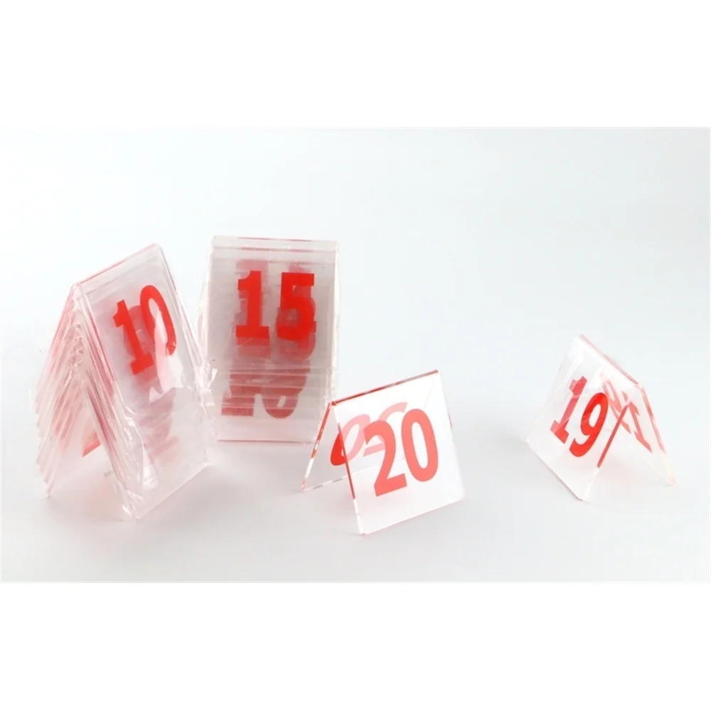 Acrylic Restaurant Figure Serial Number Sign Table Stand Plate Number 1 To 60 Red Black For Choice 8x8cm V Desktop Display Rack