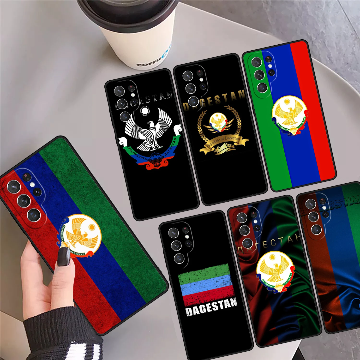 Dagestan National Flag Phone Case Cover Coque For Samsung Galaxy S24 Ultra 23 S22 Plus S21 FE S20 S8 S9 S10 Note 10 Pro Note 20