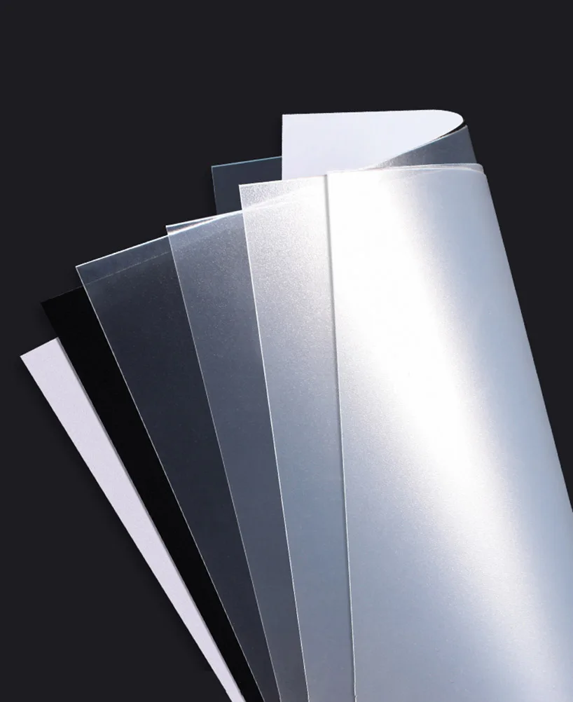 Feuille de Plastique PP Semi-Transparent Givré, Épaisseur 0.3 ~ 2mm, 100x100, 100x200, 200x200, 200x300, 210x297mm