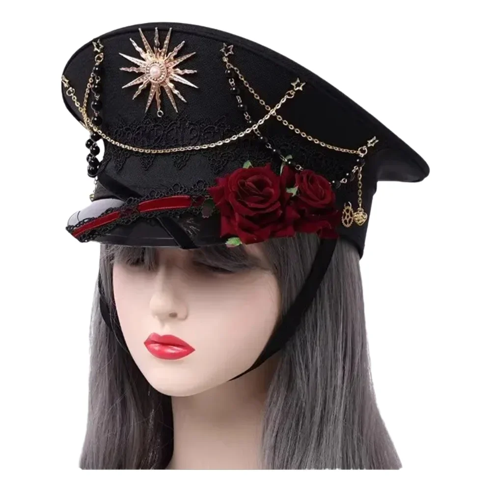 Los sombreros militares de estilo gótico y estilo Lolita son adecuados para fiestas, cartuales y eventos en discotecas. Es adecuado para mujeres.