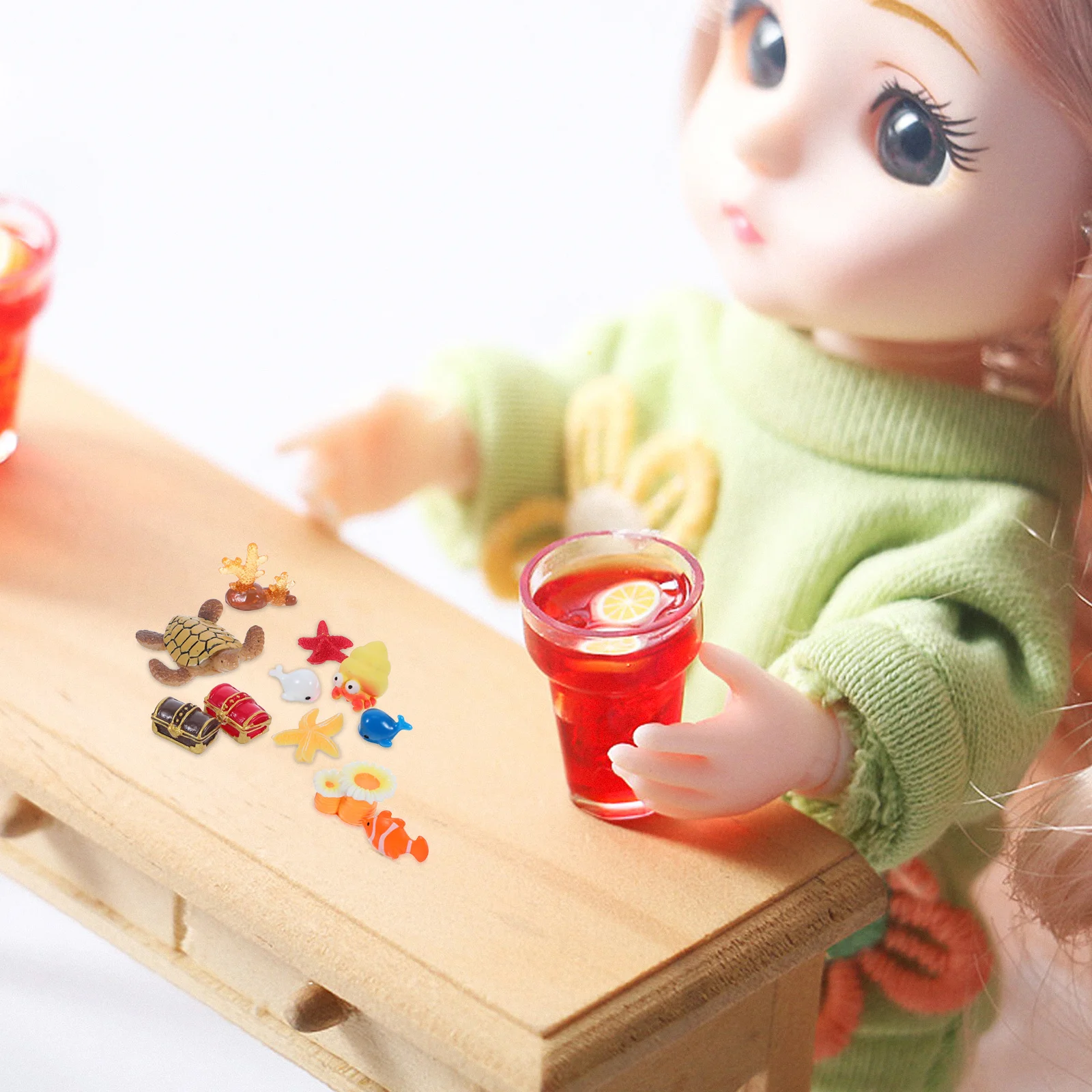 11 قطعة مصغرة الشاطئ الديكور الراتنج مقاوم للماء دائم لتقوم بها بنفسك مجموعة لدمية حديقة المشهد الصغير خزان الأسماك زخرفة المشهد #1