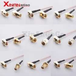 Xinangogo RG316 RG174 Cable Right Angle SMA Male To SMA Male Female Nut Bulkhead Extension Coax Jumper Pigtail