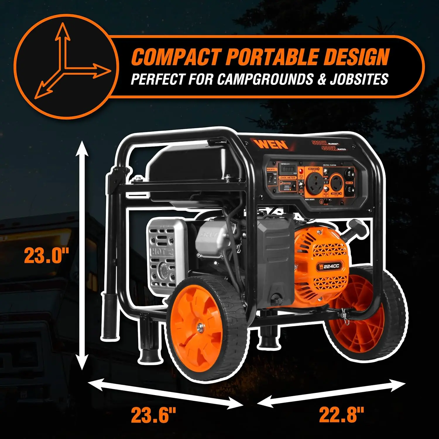 Generator Portabel 5600-Watt, Start Listrik, 224cc, Transfer-Switch dan RV-Ready dengan Sensor Shutdown CO (GN5602X)