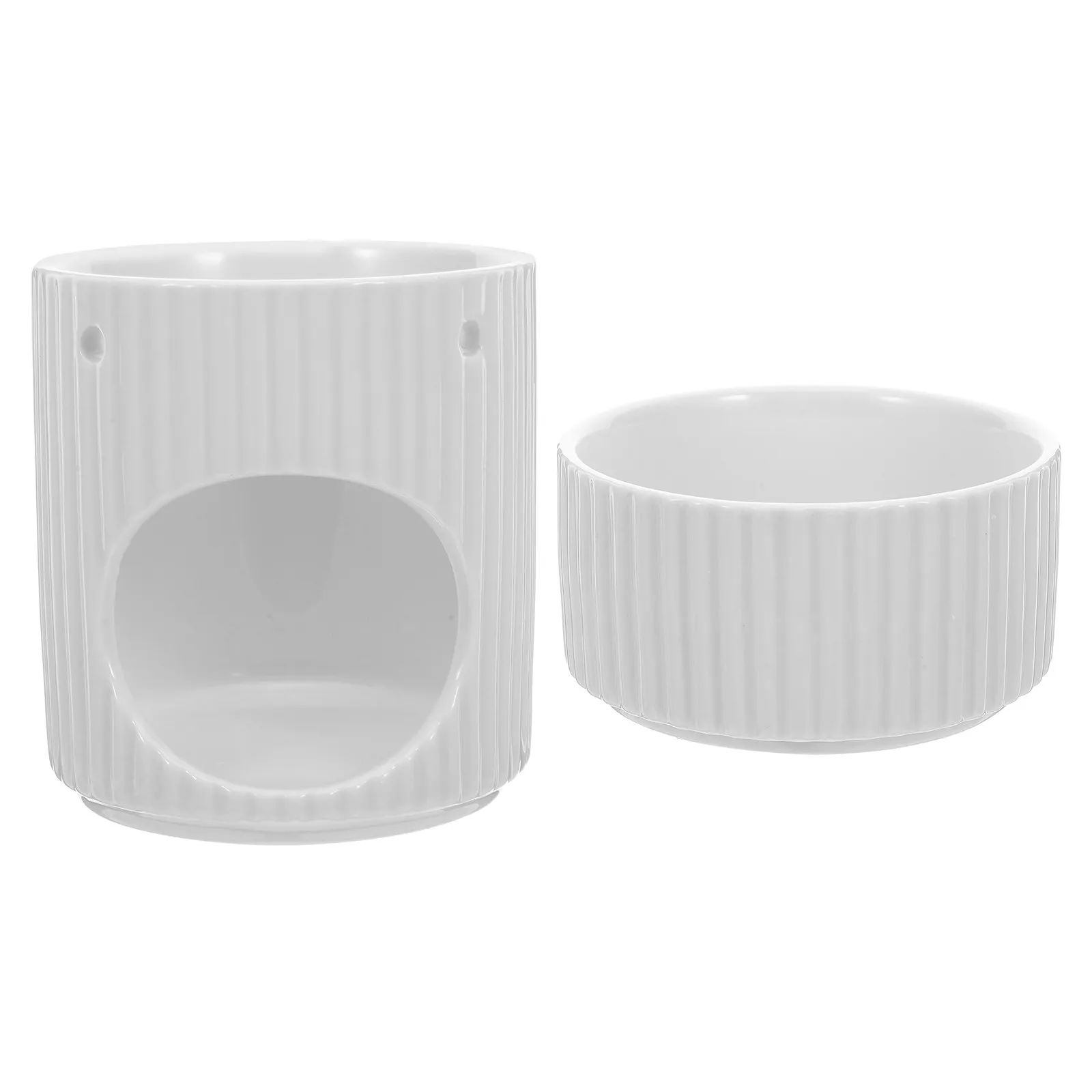 

Ceramic Essential Oil Burner 150Ml Striped Decorative Oil Diffuser Tealight Holder Home Fragrance Wax Melt Aromatherapy