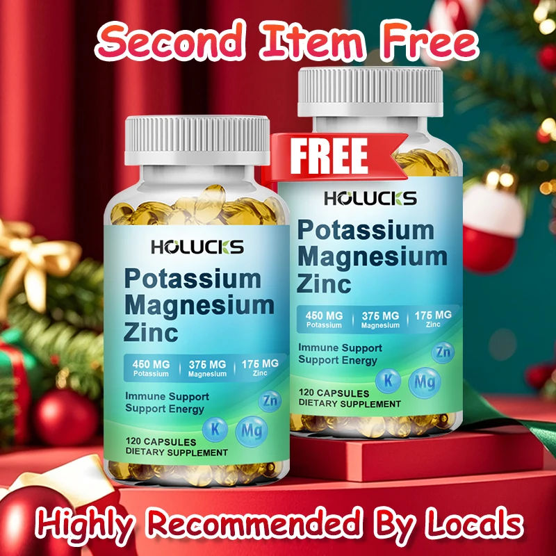 

High Absorption Potassium Magnesium Zinc Supplement, for Hydration, Stress Relief & Healthy Blood Pressure, Immunity, Non-GMO