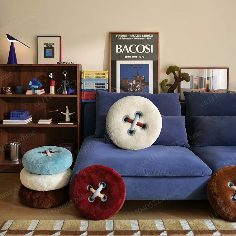 Creative button round throw pillow light luxury home  cushion bay window decoration plush toy sofa throw