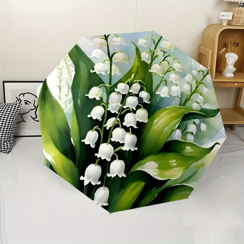 

Модный автоматический складной зонт Lily of the Valley 12 — ветрозащитный и водонепроницаемый, портативный для поездок и активного отдыха