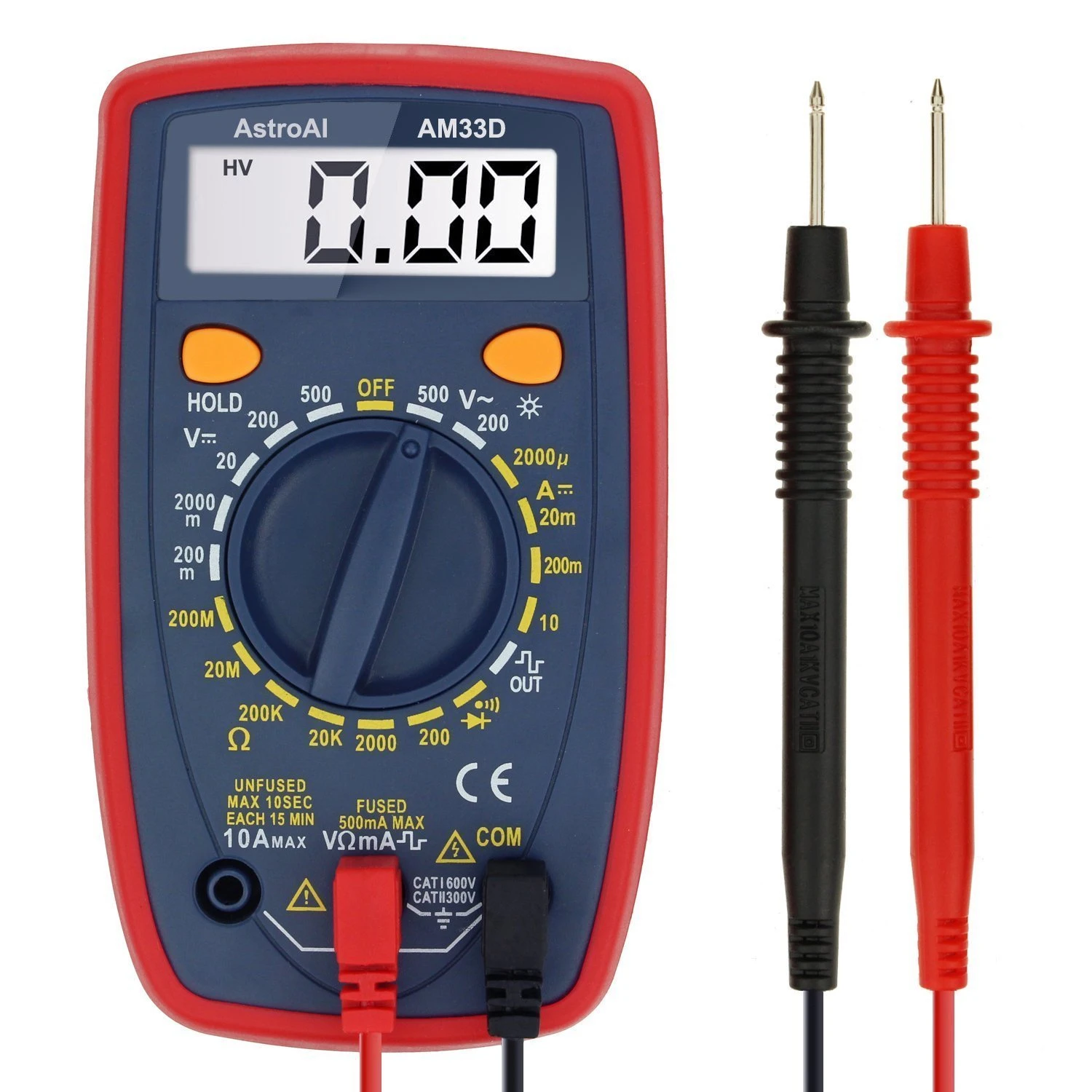 

AstroAI Digital Multimeter AC DC Voltmeter, Ohm Volt Amp Tester (2000 Counts), LCD Display, for Christmas Gifts