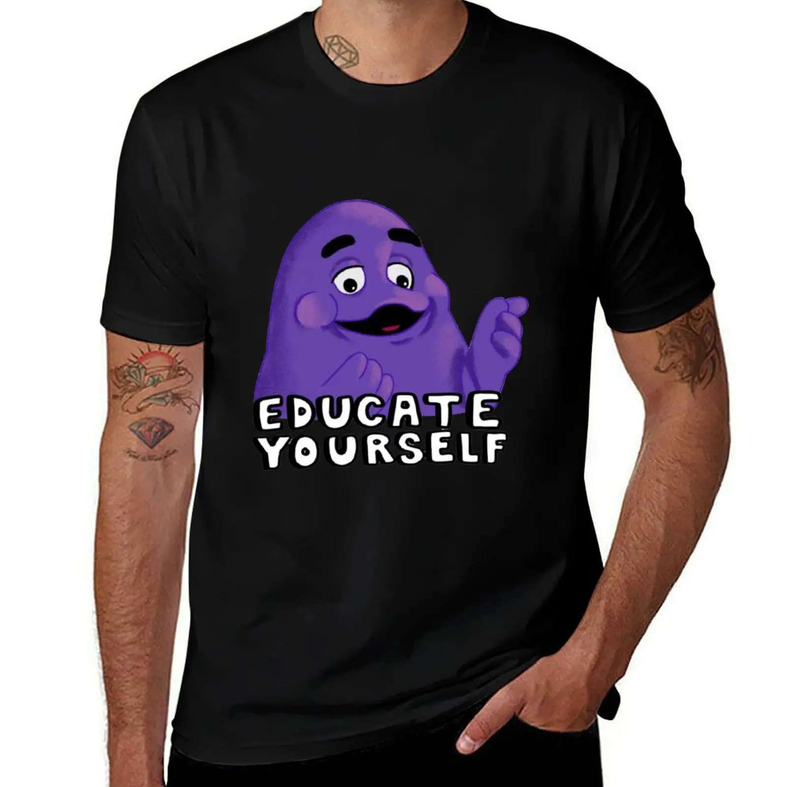 

Grimace educate yourself T-Shirt Soft Anti-Shrink Cotton Tee